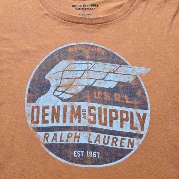Ralph Lauren Denim & Supply Tshirt Mens XL Orange Short Sleeve USRL Casual Tee - Picture 2 of 8